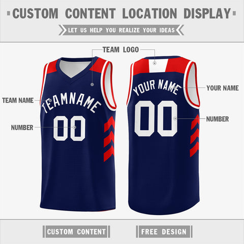 Custom Navy White-Red Classic Tops Fashion Sportwear Basketball Jersey