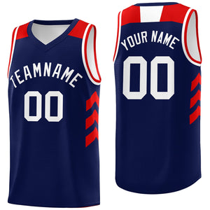 Custom Navy White-Red Classic Tops Fashion Sportwear Basketball Jersey