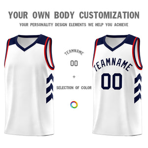 Custom White Navy-Red Classic Tops Fashion Sportwear Basketball Jersey