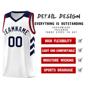 Custom White Navy-Red Classic Tops Fashion Sportwear Basketball Jersey