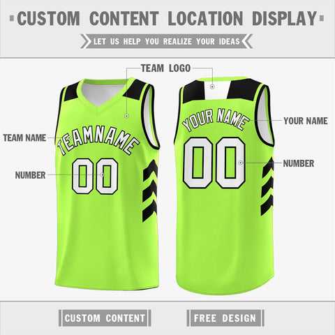Custom Neon Green White-Black Classic Tops Fashion Sportwear Basketball Jersey