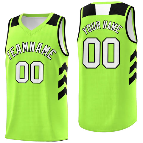 Custom Neon Green White-Black Classic Tops Fashion Sportwear Basketball Jersey