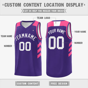 Custom Purple White-Pink Classic Tops Breathable Basketball Jersey