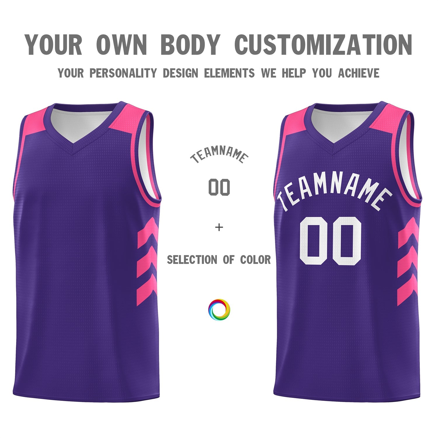 Custom Purple White-Pink Classic Tops Breathable Basketball Jersey