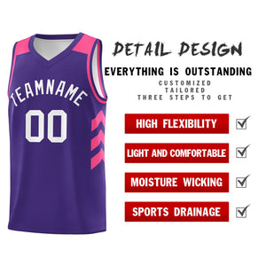 Custom Purple White-Pink Classic Tops Breathable Basketball Jersey