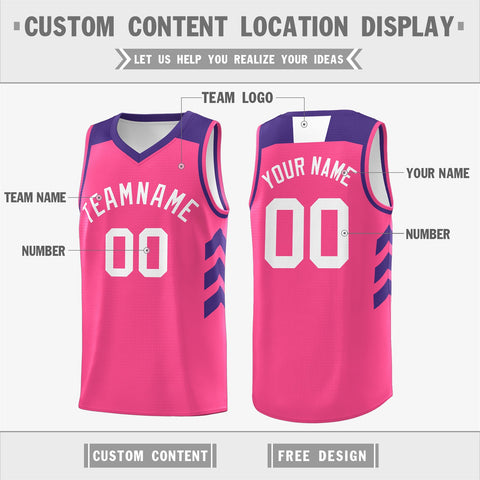 Custom  Pink Purple-White Classic Tops Breathable Basketball Jersey