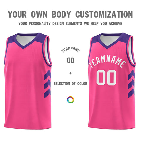 Custom  Pink Purple-White Classic Tops Breathable Basketball Jersey