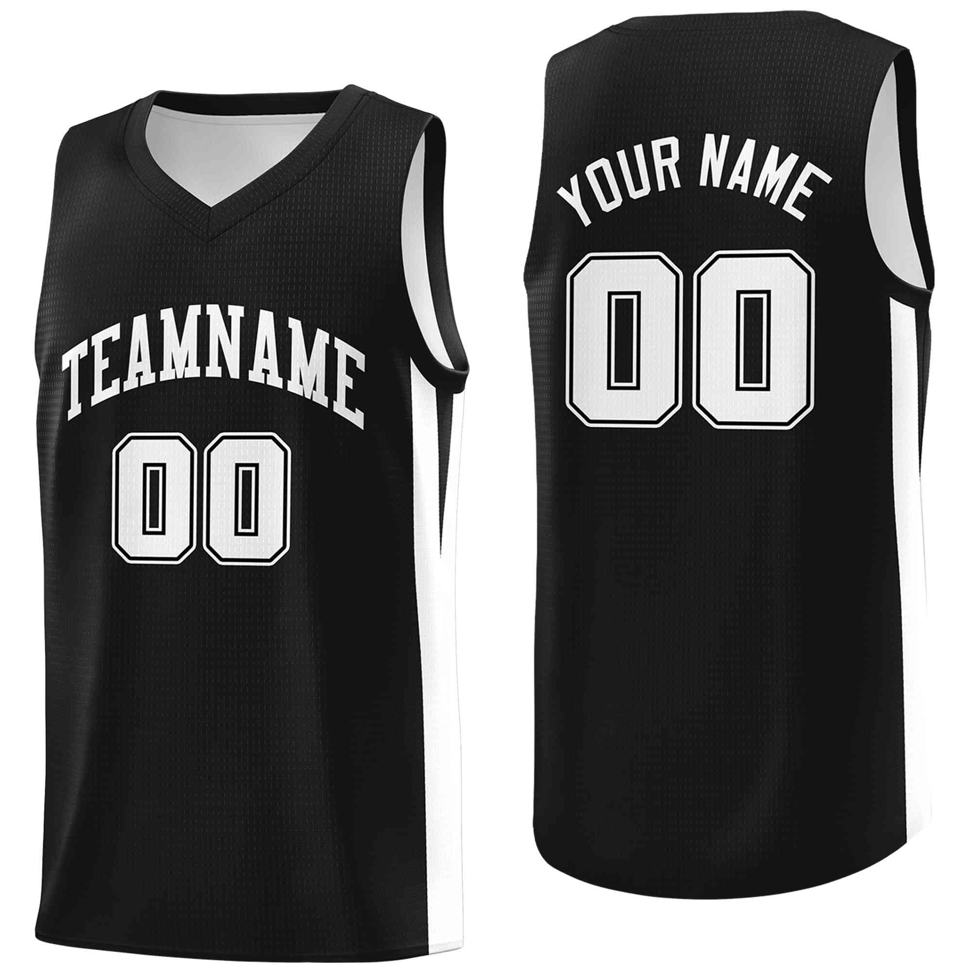 Custom Black White Classic Tops Mesh Sport Basketball Jersey