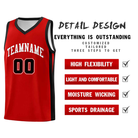 Custom Red White Classic Tops Mesh Sport Basketball Jersey