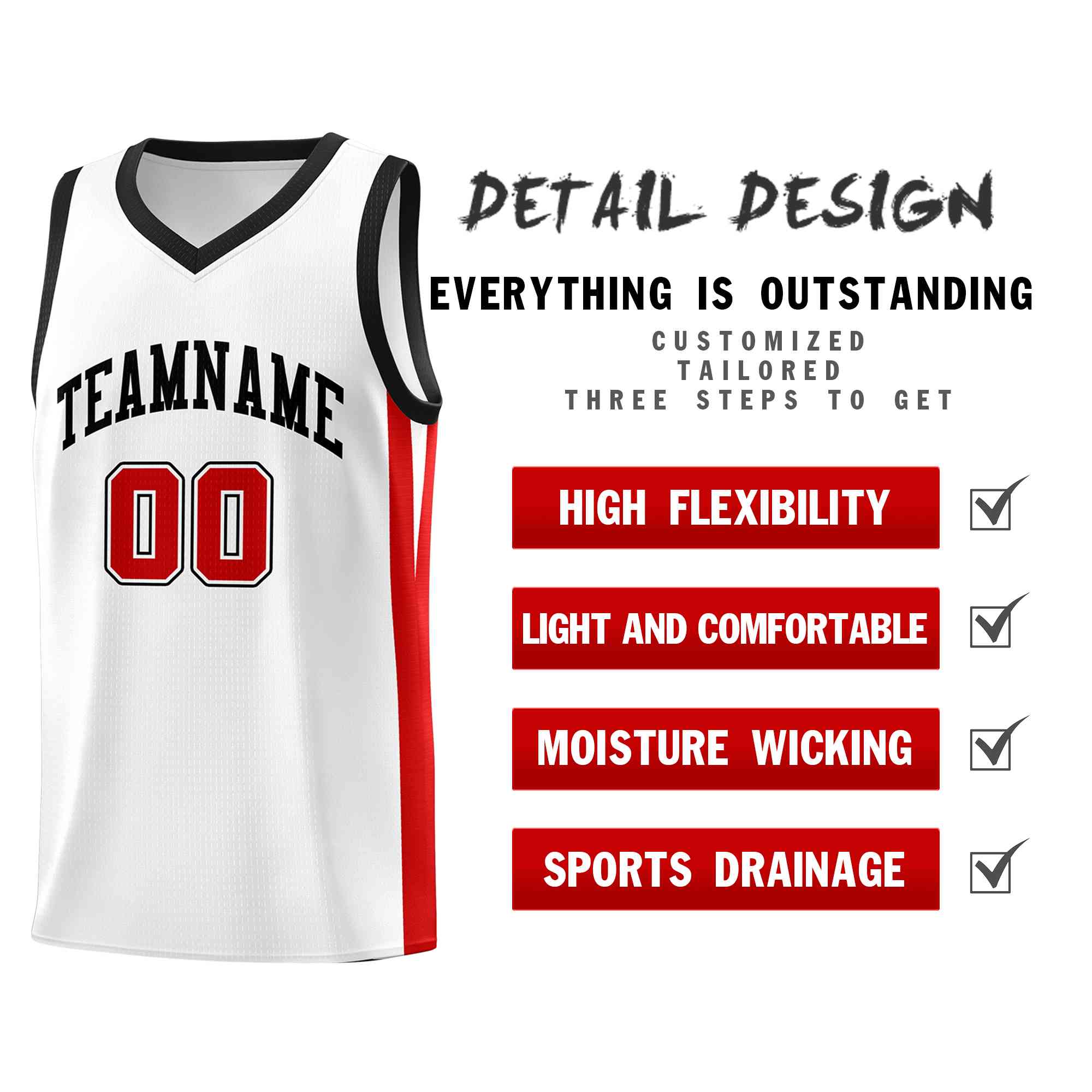 Custom White White Classic Tops Mesh Sport Basketball Jersey