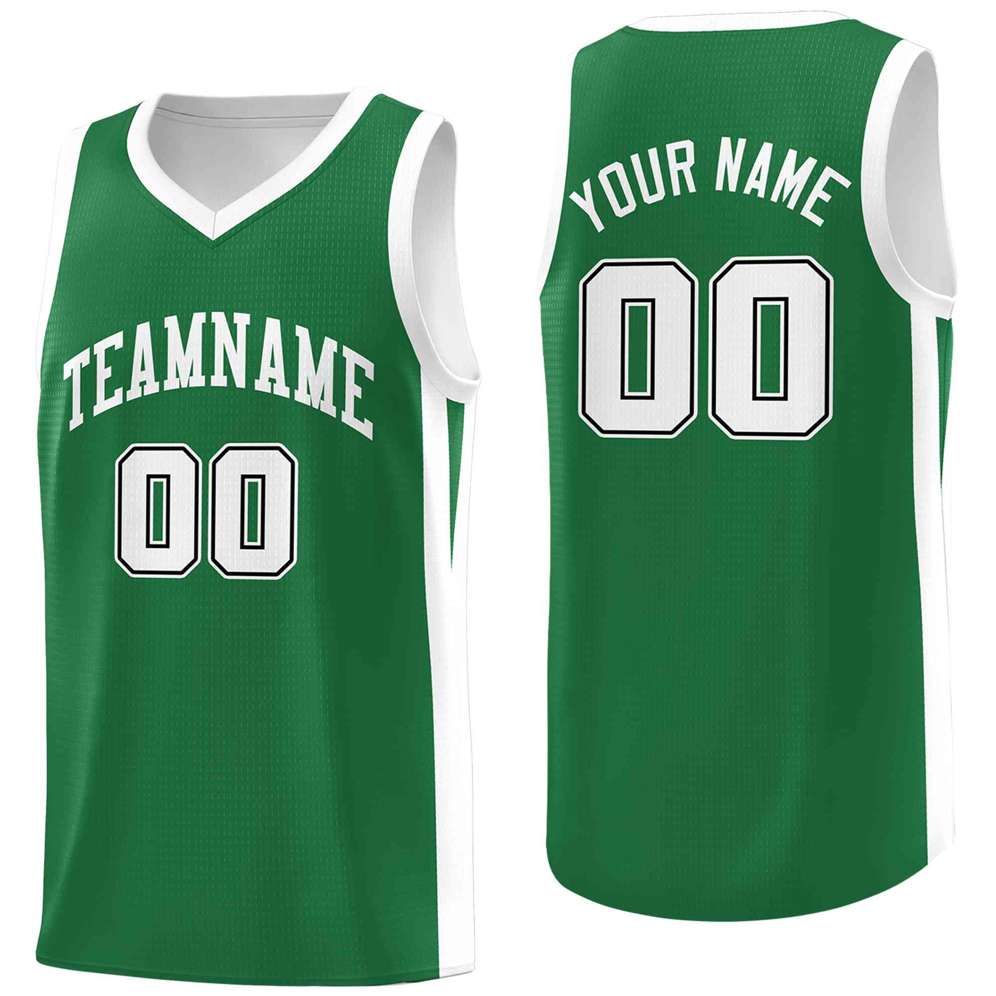 Maillot de basket-ball de sport en maille, haut classique blanc vert personnalisé