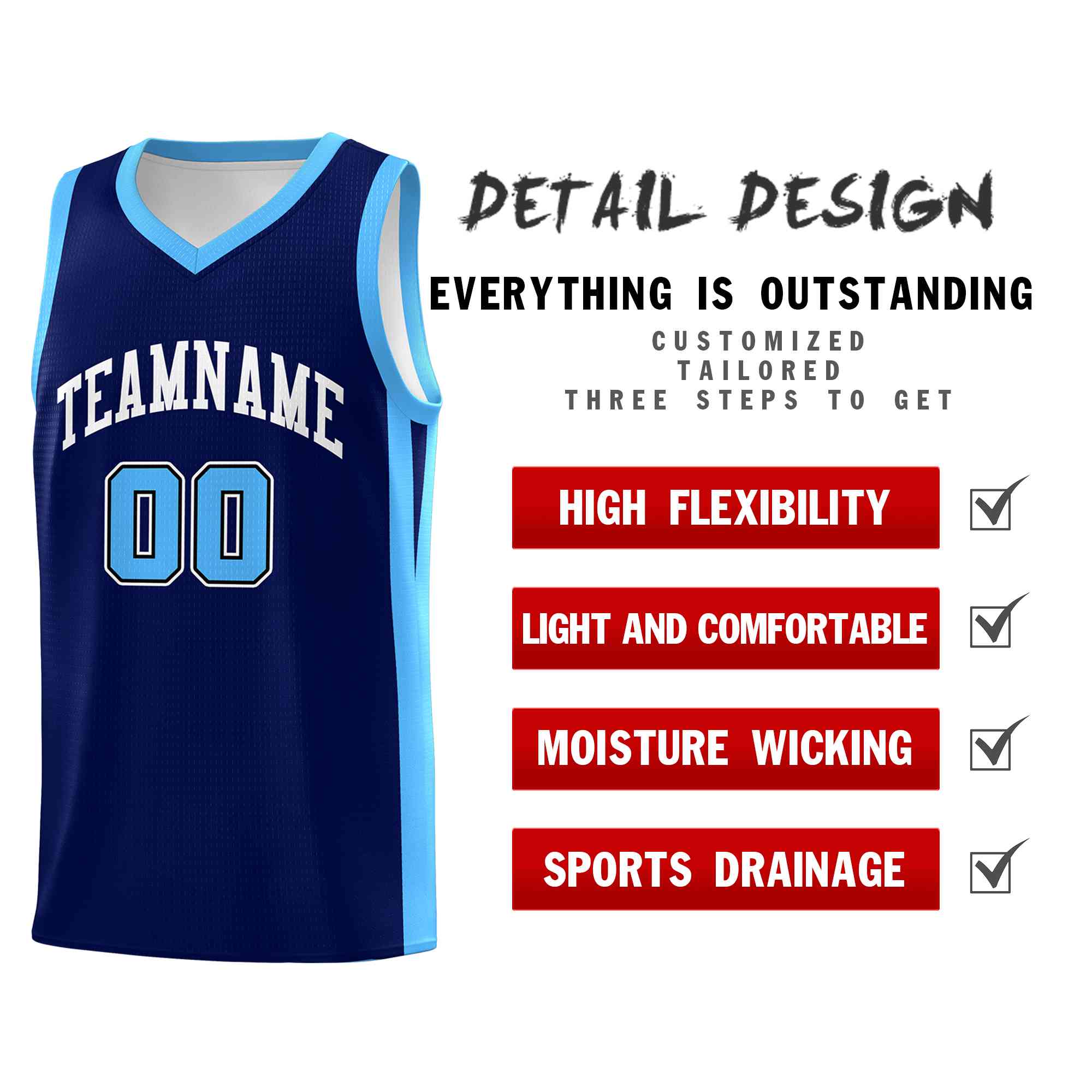 Custom Navy White Classic Tops Mesh Sport Basketball Jersey