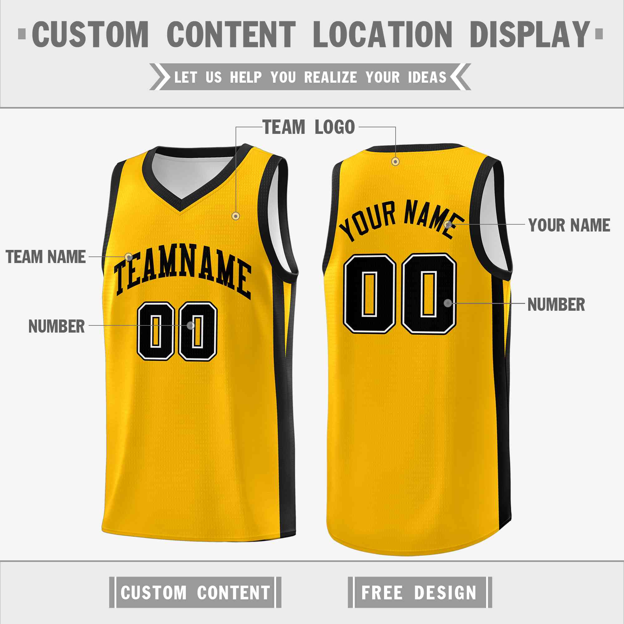 Custom Yellow White Classic Tops Mesh Sport Basketball Jersey