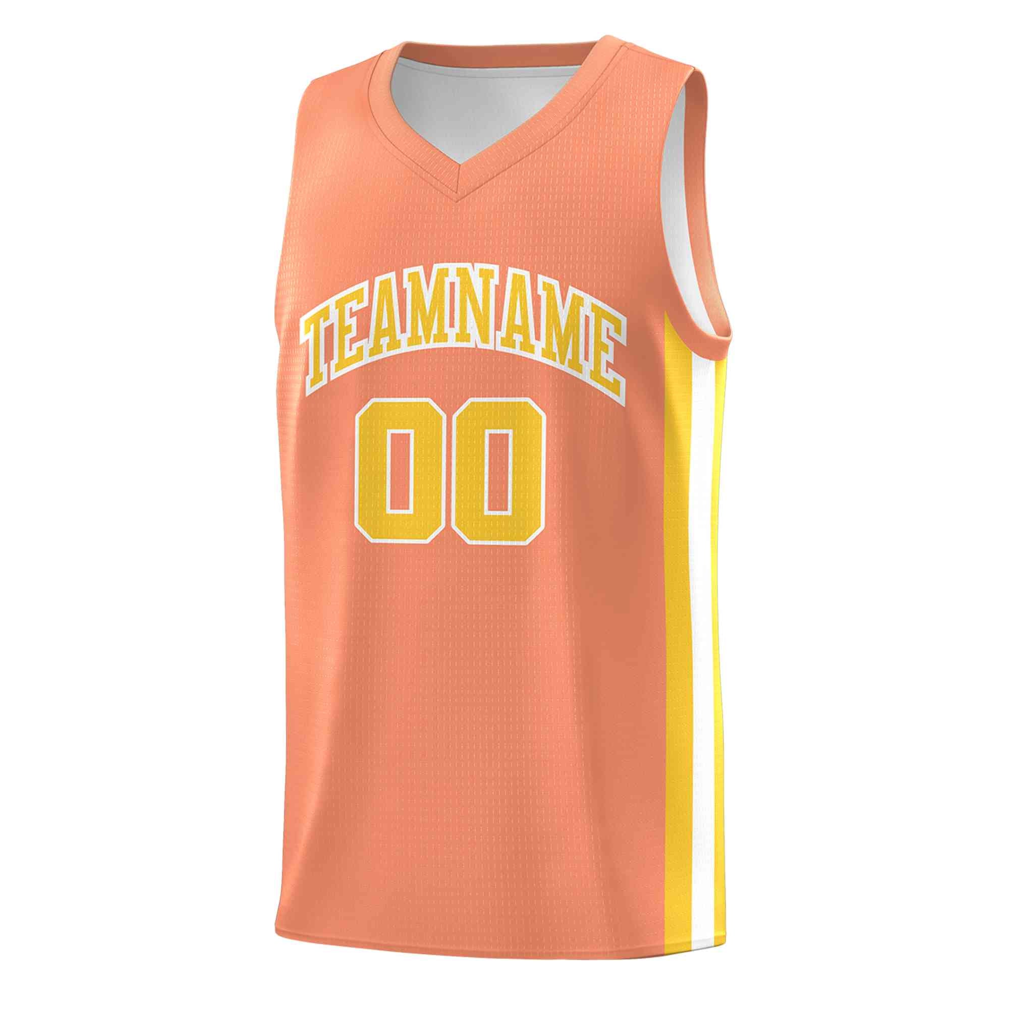 Maillot de basket-ball de sport en maille, personnalisé, Orange, jaune-blanc, hauts classiques