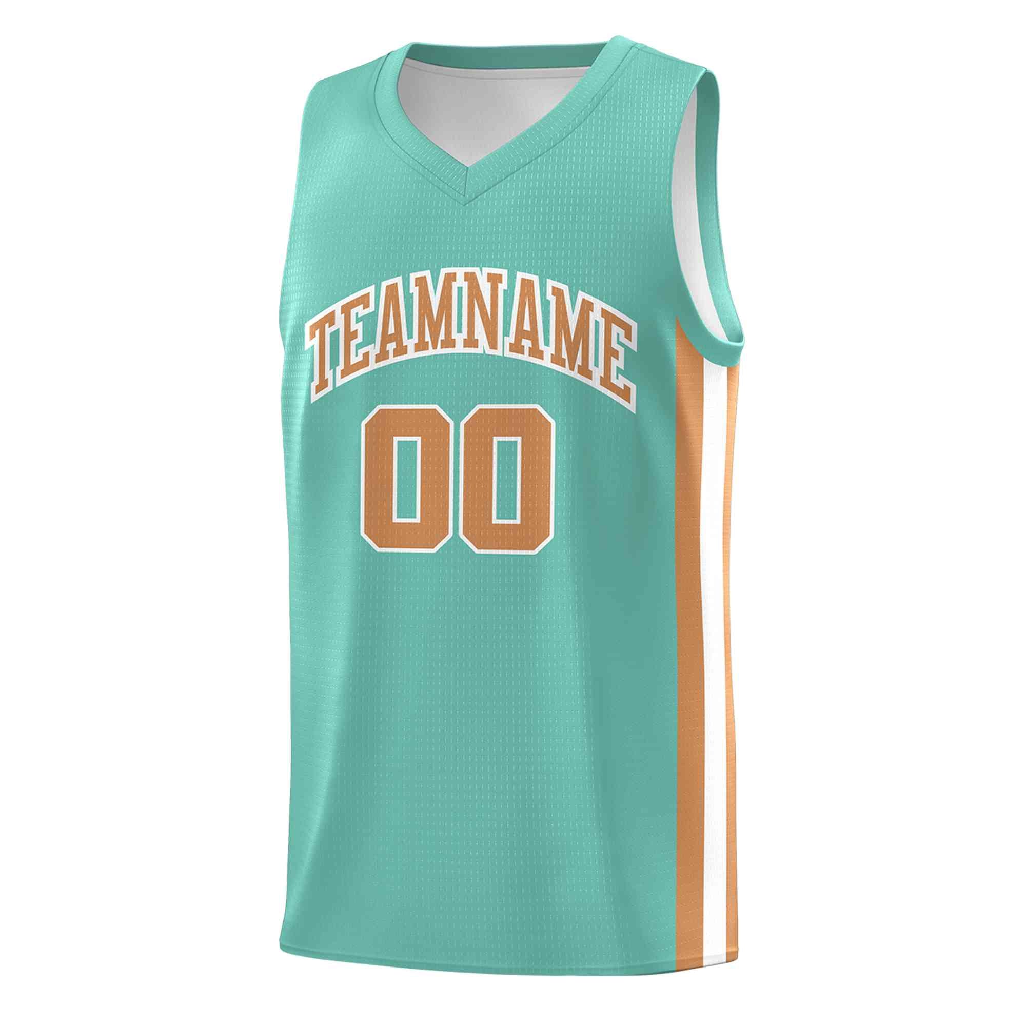 Custom Teal Old Gold-White  Classic Tops Mesh Sport Basketball Jersey