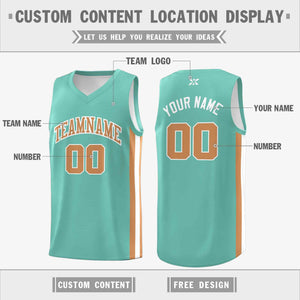 Custom Teal Old Gold-White  Classic Tops Mesh Sport Basketball Jersey