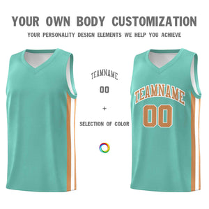 Custom Teal Old Gold-White  Classic Tops Mesh Sport Basketball Jersey