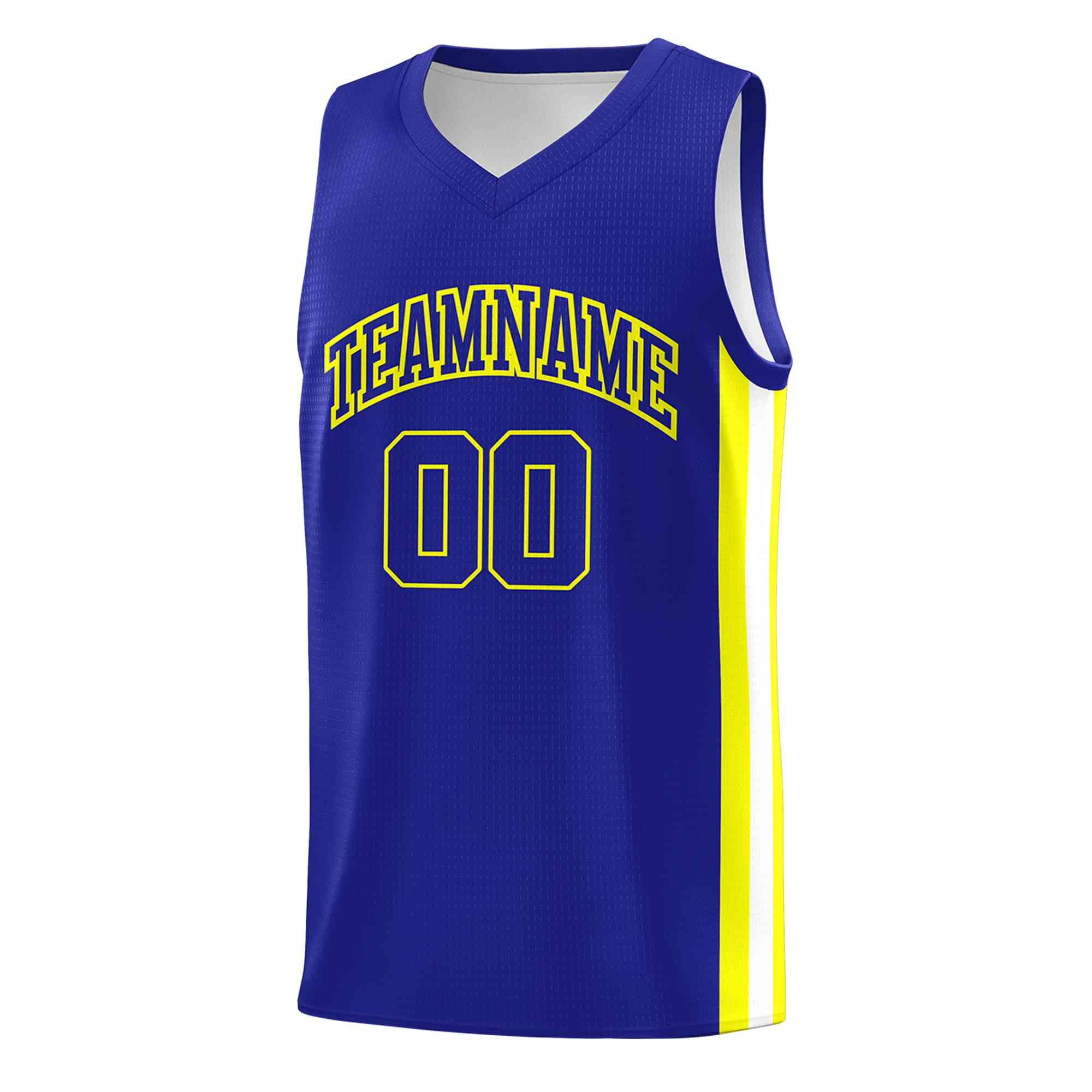 Maillot de basket-ball de sport en maille personnalisé, jaune Royal-classique, personnalisé