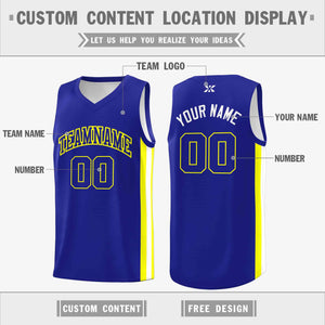 Custom Royal Yellow-Classic Tops Mesh Sport Basketball Jersey