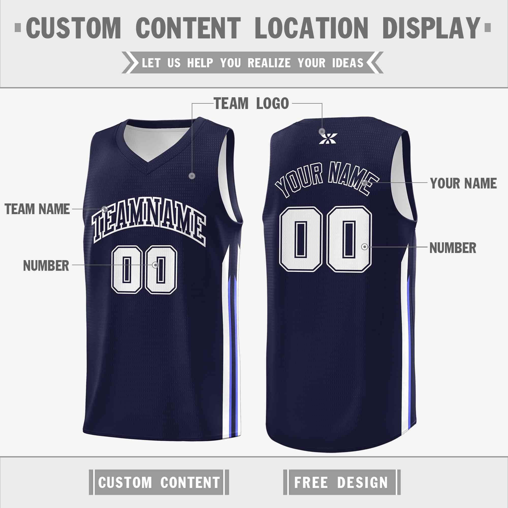 Custom Navy White-Classic Tops Mesh Sport Bull Basketball Jersey