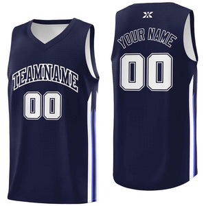 Custom Navy White-Classic Tops Mesh Sport Bull Basketball Jersey