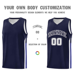 Custom Navy White-Classic Tops Mesh Sport Bull Basketball Jersey