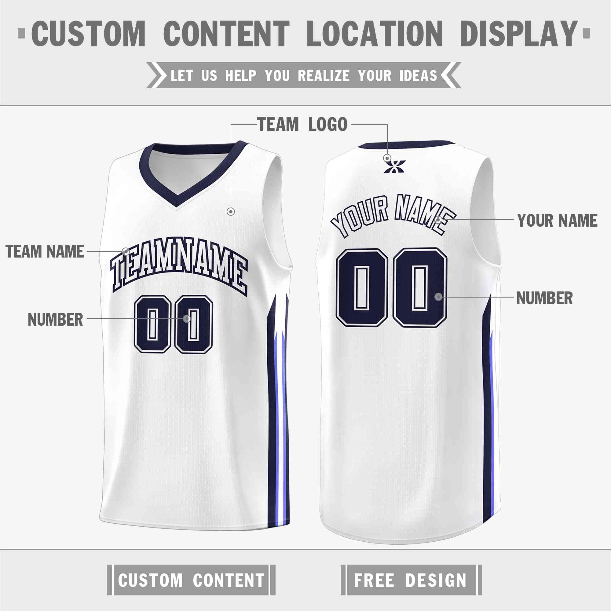 Custom White Navy-Classic Tops Mesh Sport Bull Basketball Jersey