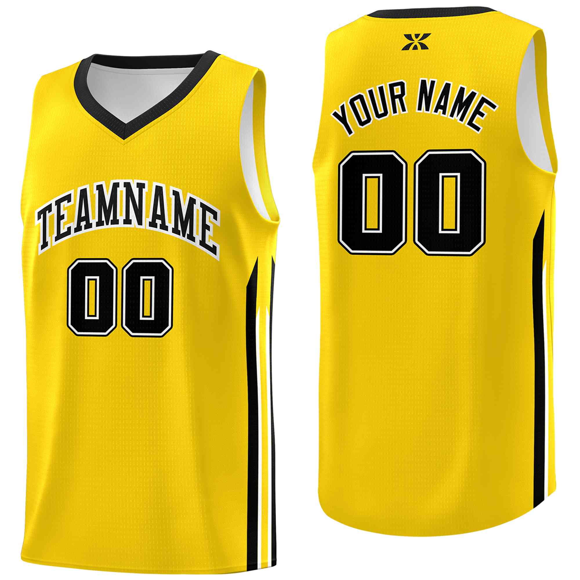 Maillot de basket-ball personnalisé jaune noir-classique en maille Sport Bull