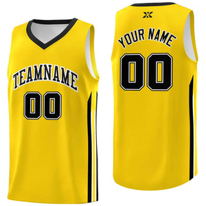 Maillot de basket-ball personnalisé jaune noir-classique en maille Sport Bull