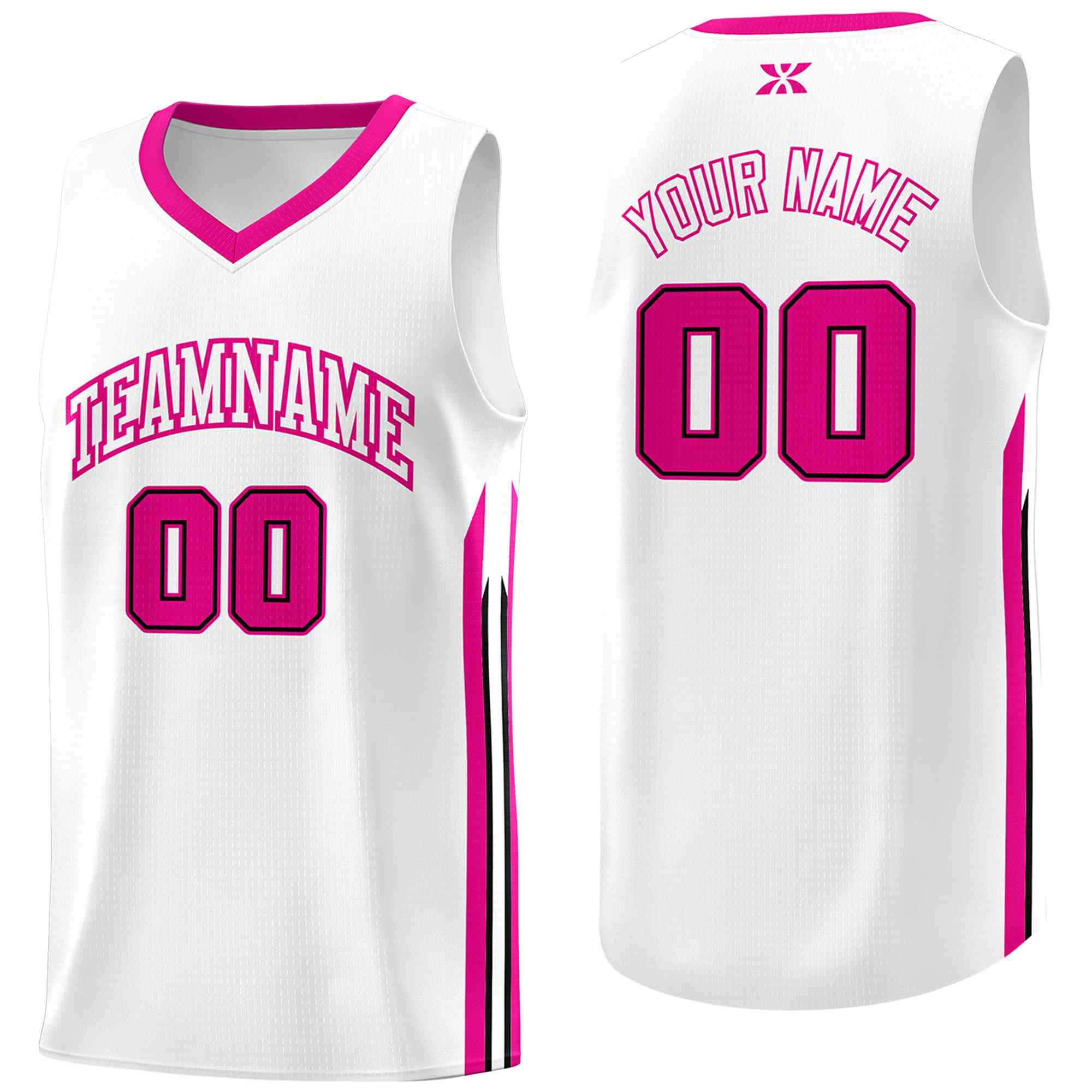 Custom White Pink-Classic Tops Mesh Sport Bull Basketball Jersey