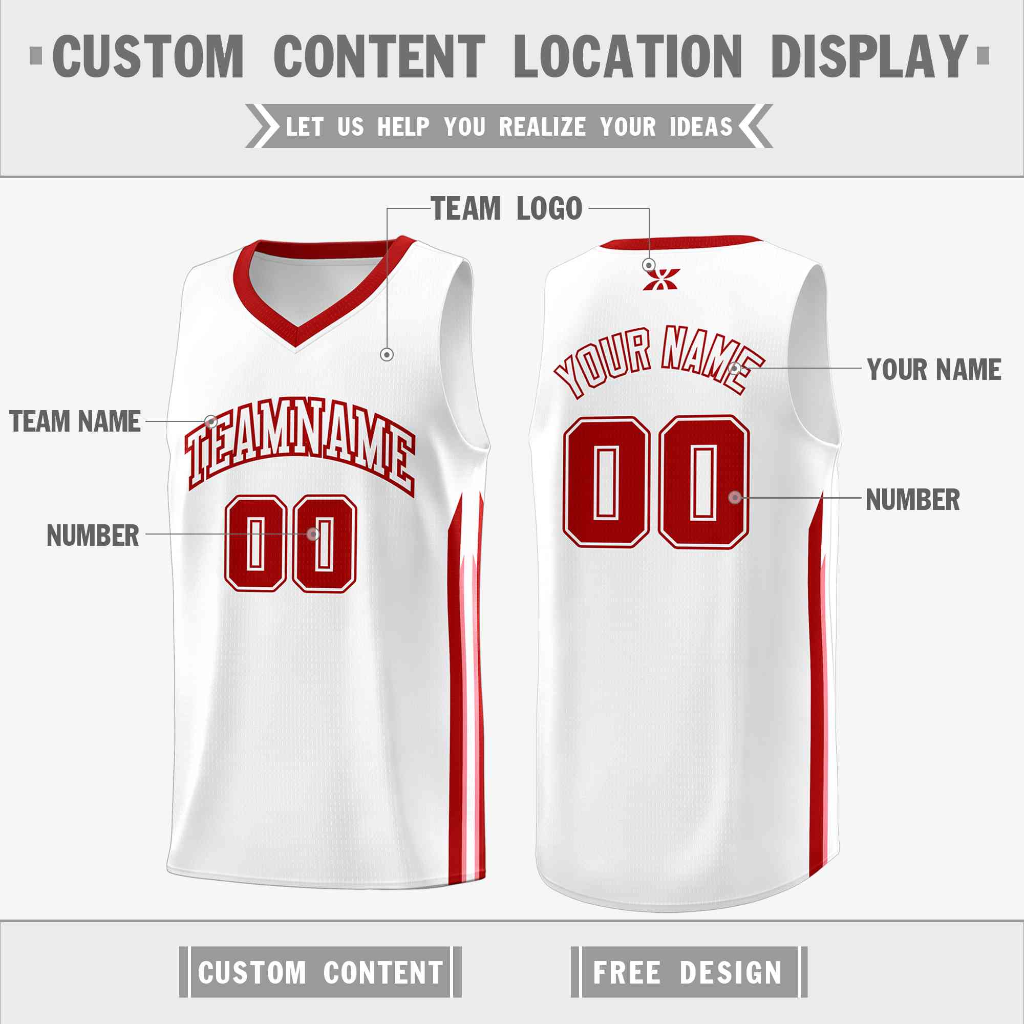 Custom White Red-Classic Tops Mesh Sport Bull Basketball Jersey