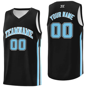 Maillot de basket-ball en maille, personnalisé, noir, bleu clair, classique, Sport Bull