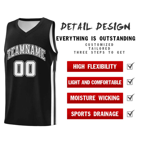 Custom Black White-Classic Tops Mesh Sport Bull Basketball Jersey