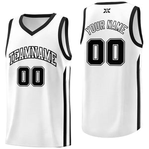 Maillot de basket-ball personnalisé blanc noir-classique en maille Sport Bull