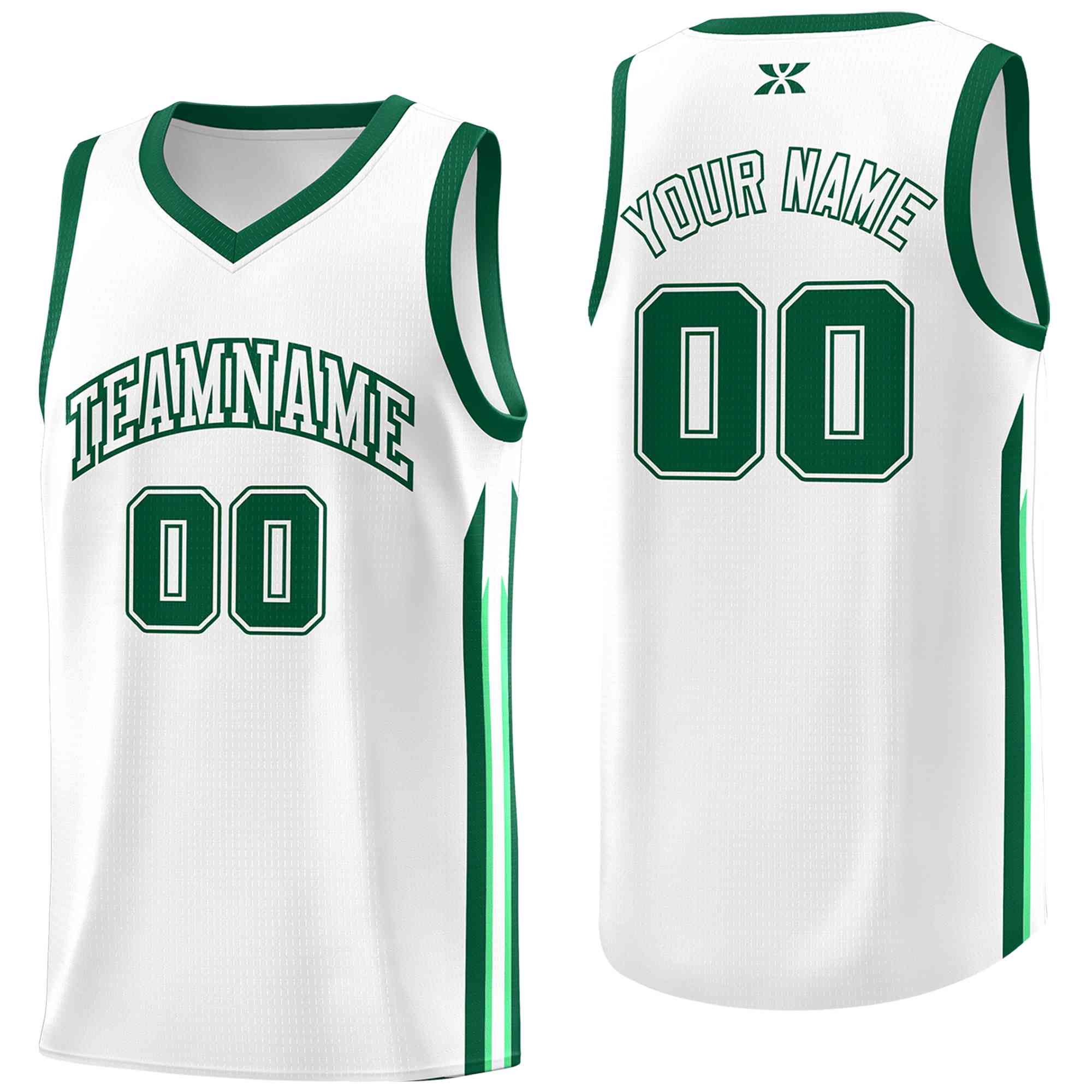 Custom White Green-Classic Tops Mesh Sport Bull Basketball Jersey