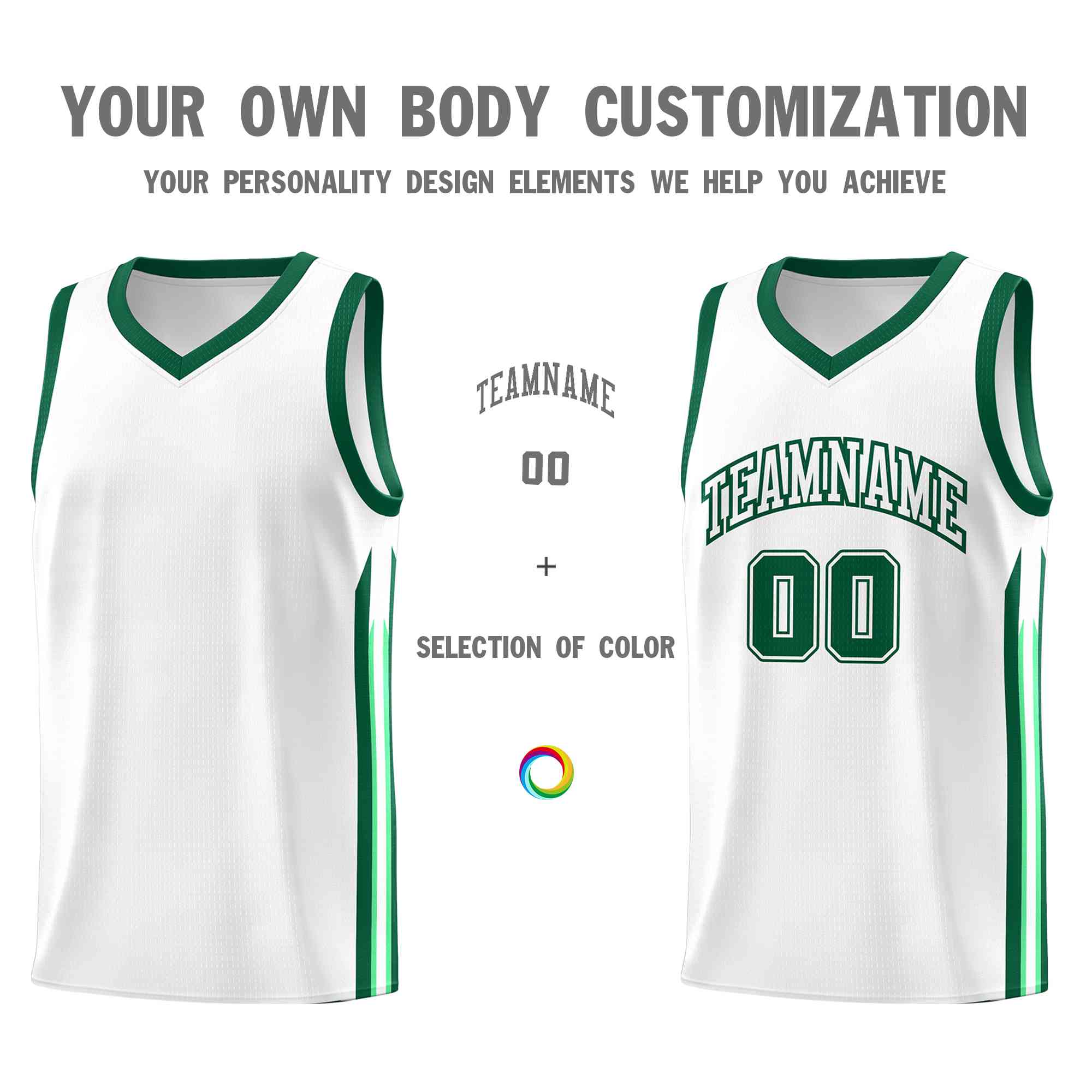 Custom White Green-Classic Tops Mesh Sport Bull Basketball Jersey