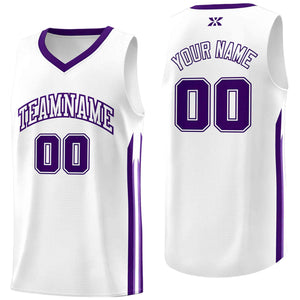 Custom White Purple-Classic Tops Mesh Sport Bull Basketball Jersey