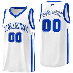 Maillot de basket-ball Royal-Classic blanc personnalisé en maille Sport Bull