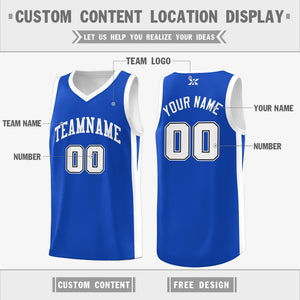 Custom Blue White Classic Tops Sports Uniform Basketball Jersey