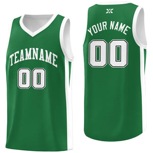 Maillot de basket-ball uniforme de sport, haut classique blanc vert personnalisé