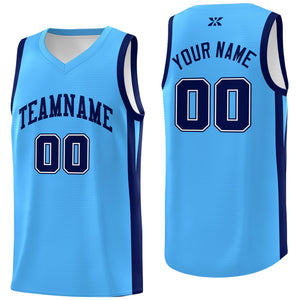 Maillot de basket-ball uniforme de sport, haut classique bleu poudre personnalisé noir