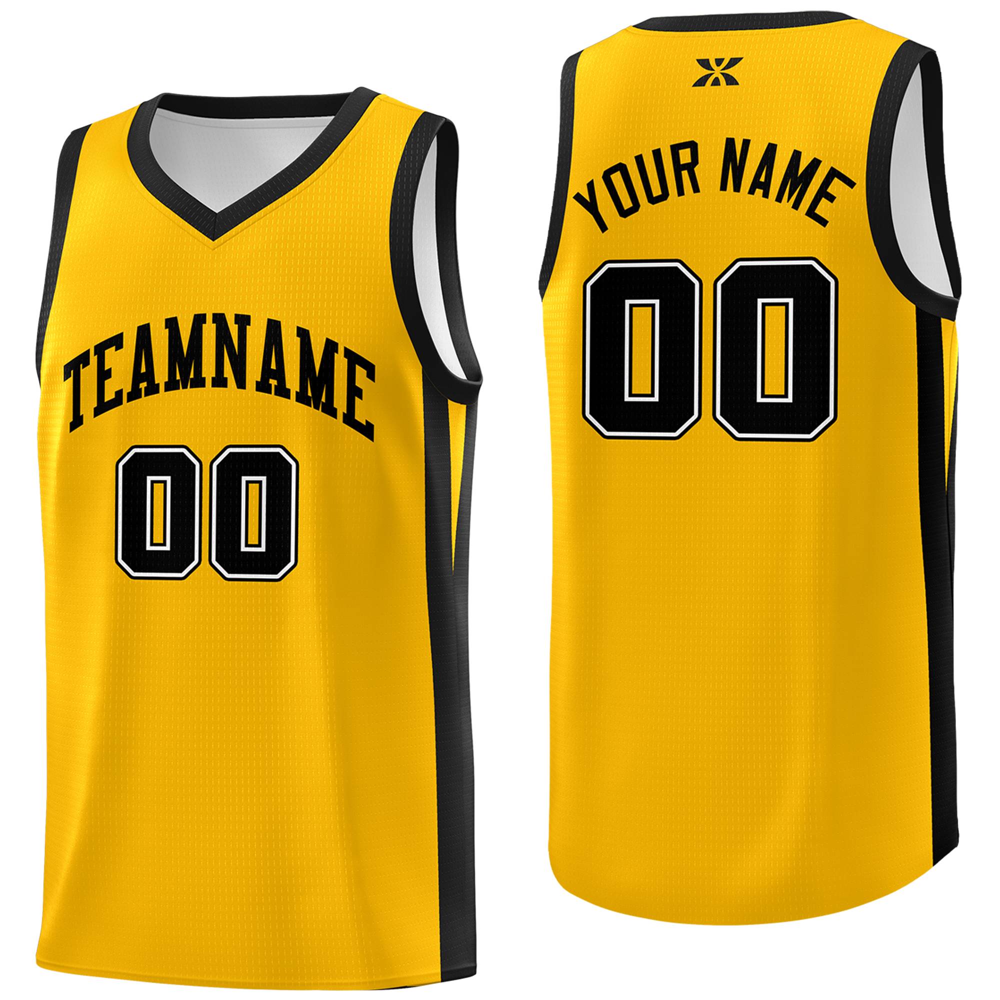 Maillot de basket-ball uniforme de sport, haut classique jaune et noir personnalisé