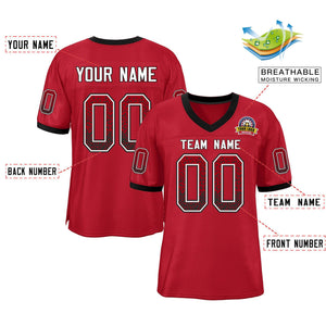 Custom Scarlet White-Black Drift Fashion Mesh Authentic Football Jersey