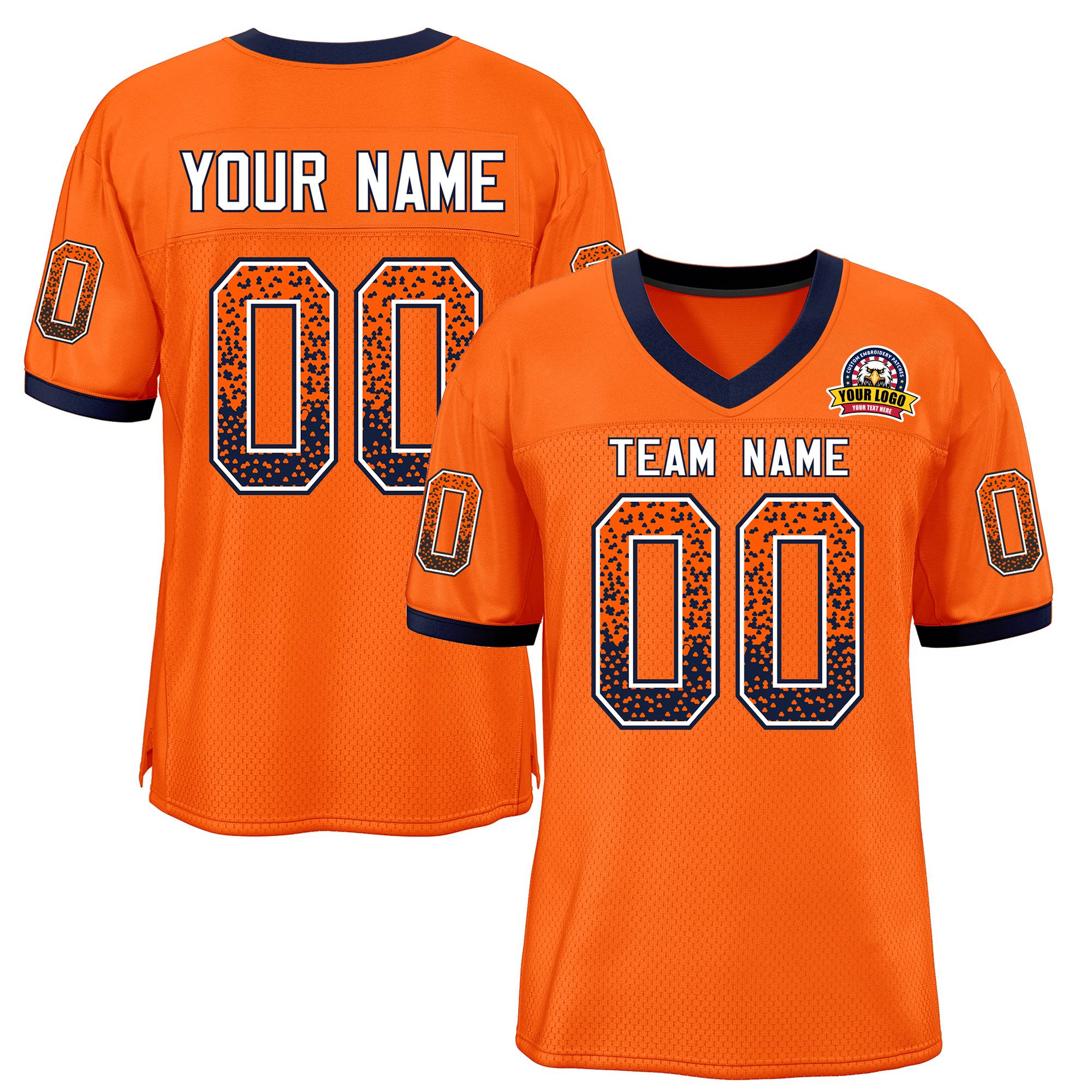 Custom Orange White-Navy Drift Fashion Mesh Authentic Football Jersey