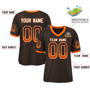 Custom Brown White-Orange Drift Fashion Mesh Authentic Football Jersey