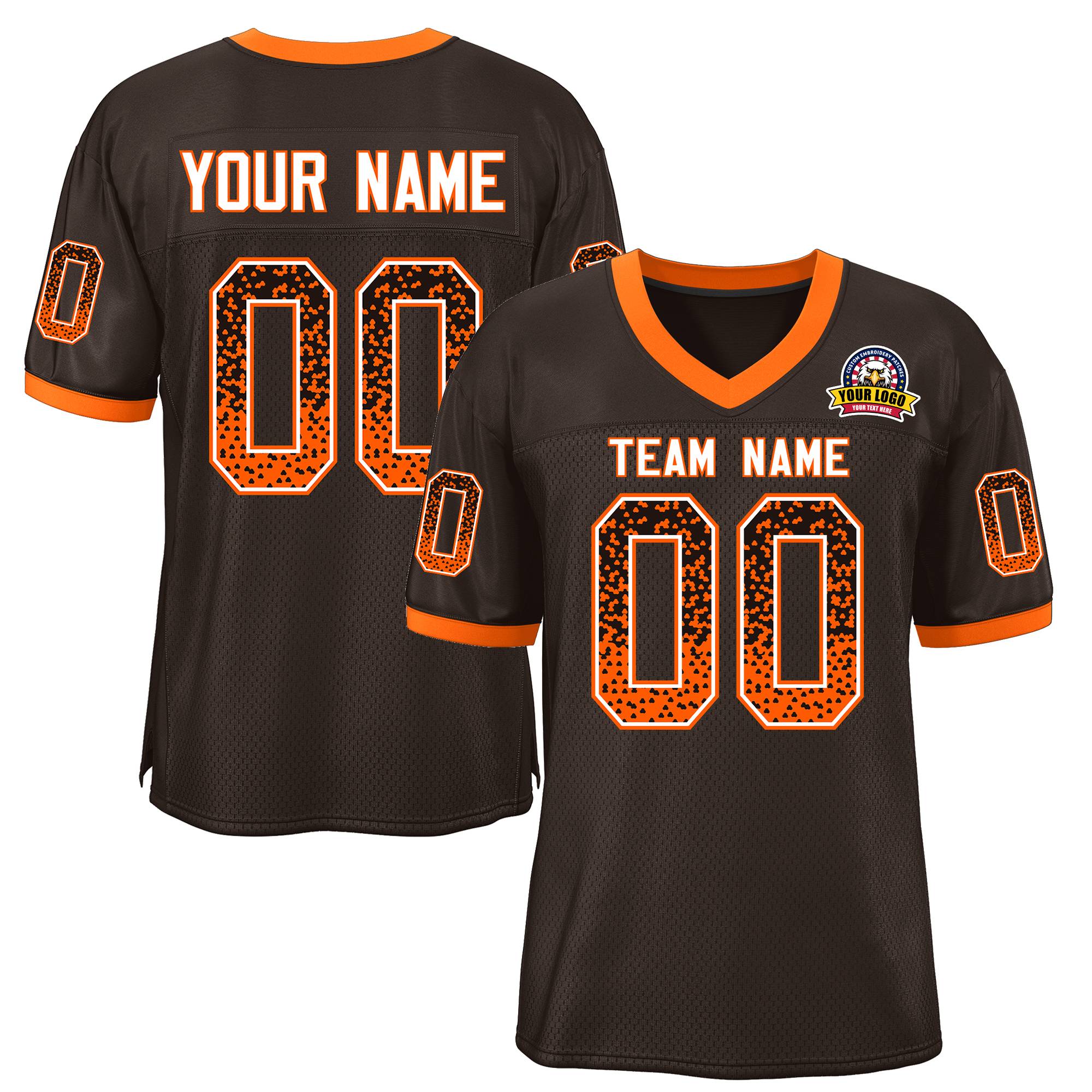 Custom Brown White-Orange Drift Fashion Mesh Authentic Football Jersey