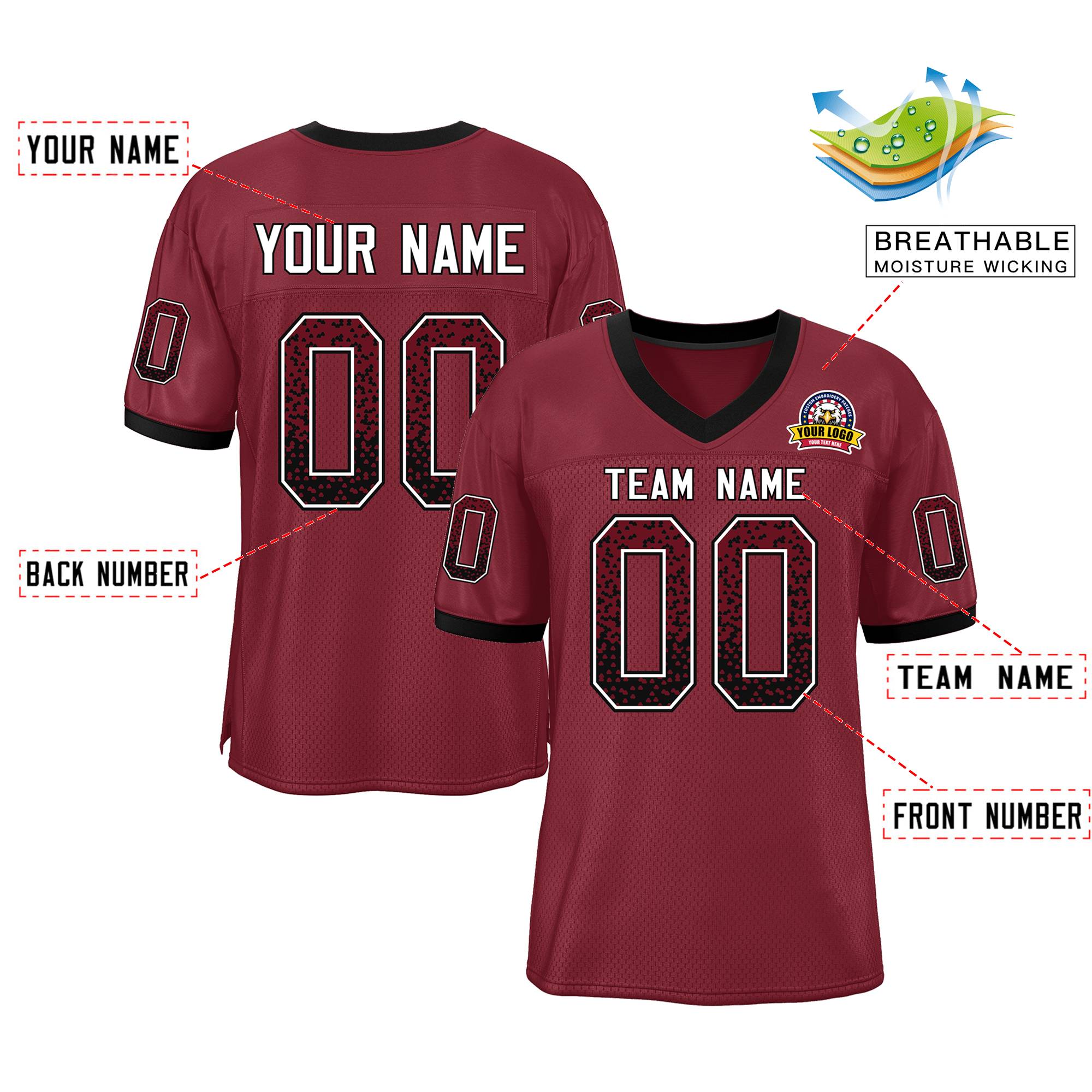 Custom Cardinal White-Black Drift Fashion Mesh Authentic Football Jersey