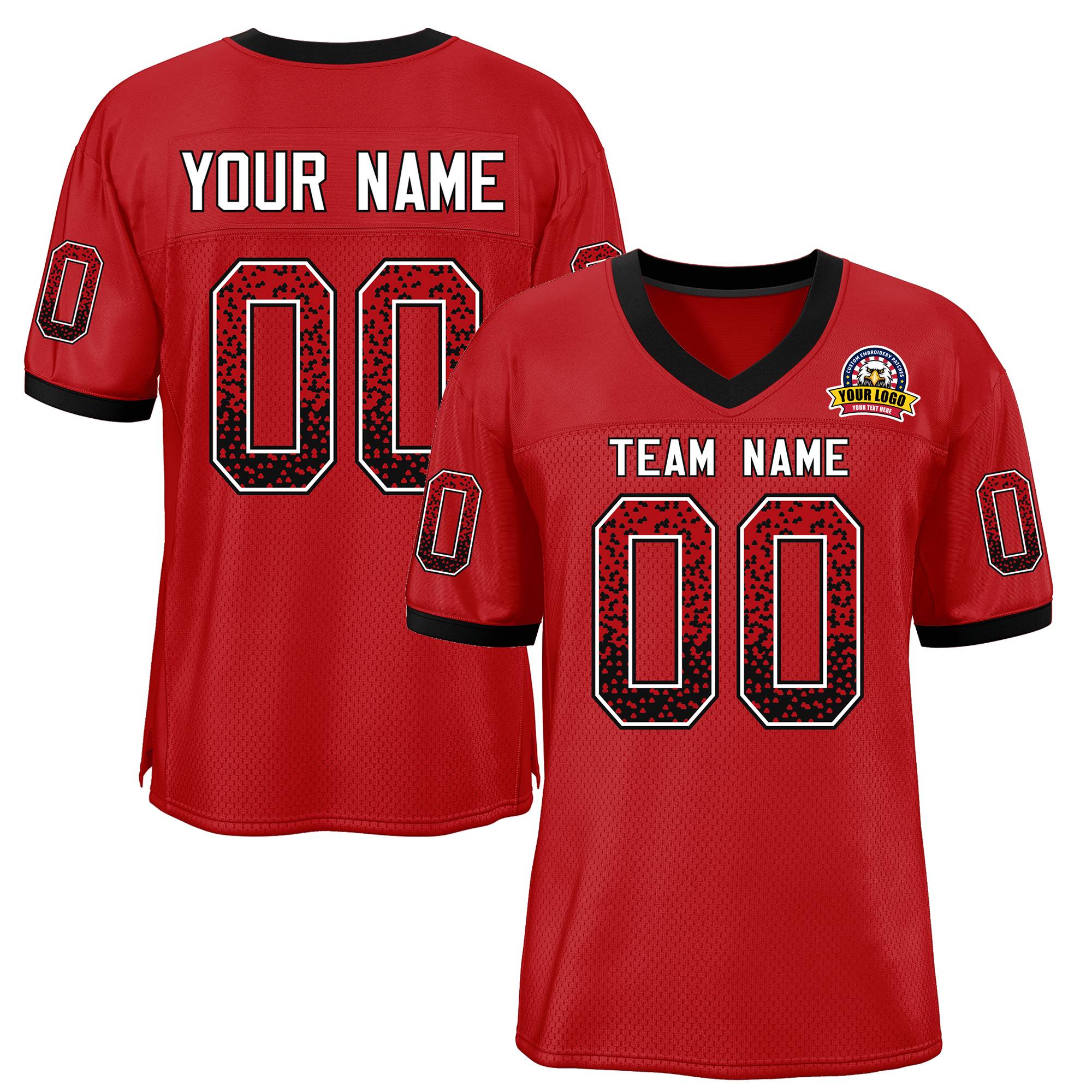 Custom Red White-Black Drift Fashion Mesh Authentic Football Jersey