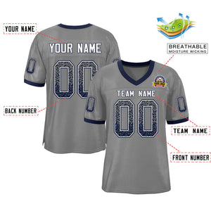 Custom Gray White-Navy Drift Fashion Mesh Authentic Football Jersey