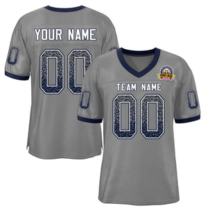 Custom Gray White-Navy Drift Fashion Mesh Authentic Football Jersey